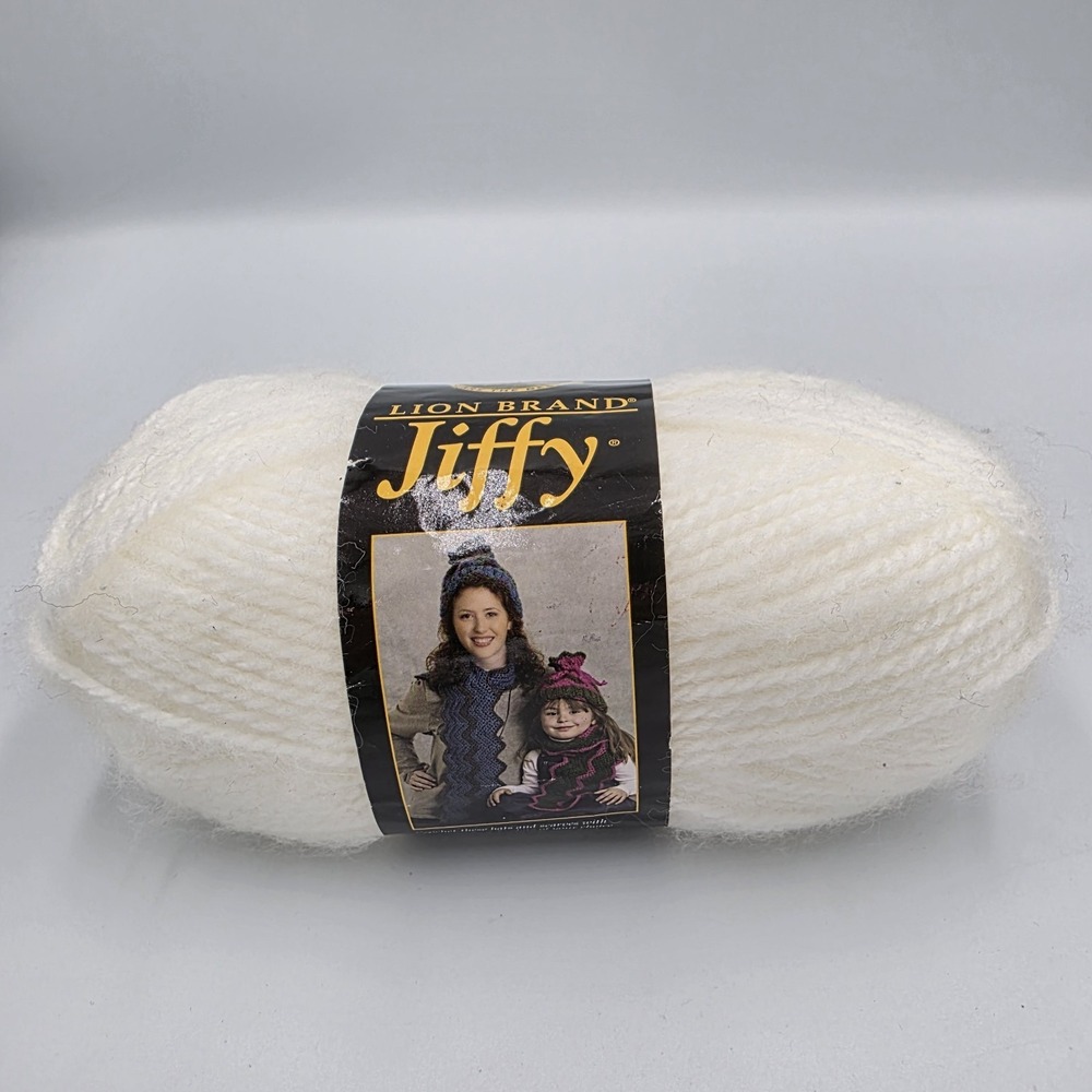 Lion Brand Jiffy Mohair Look Yarn 100 White Skein 3 oz. 135 Yards 100% Acrylic